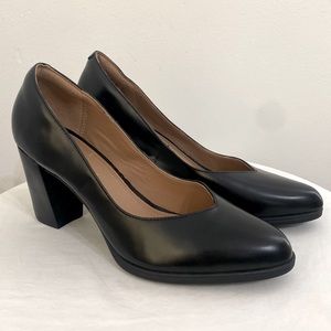 Clarks Artisans Womens Kadri Leah Pump Size 8.5 Black Chunky Heel Leather New